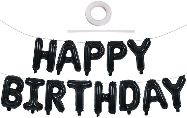 black happy birthday foil letter balloon