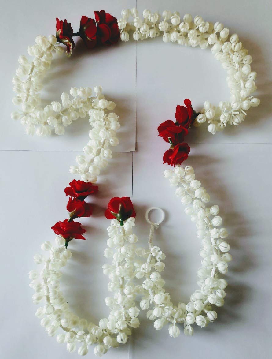 3A Featuretail 5ft Artificial Mogra Jasmine with Red Flower Garland String  – 3A Featuretail – Art & Craft Supplies