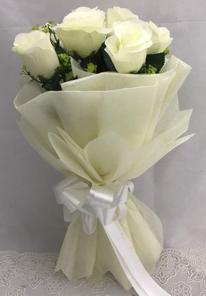 Artificial White Roses Bouquet