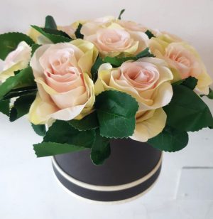 white pink roses