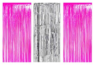 pink silver foil curtain