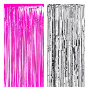 pink silver foil curtain