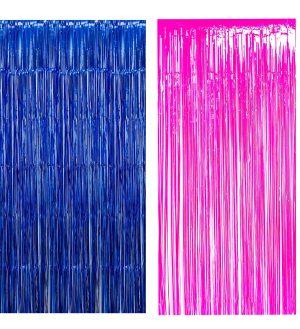 blue pink foil curtains
