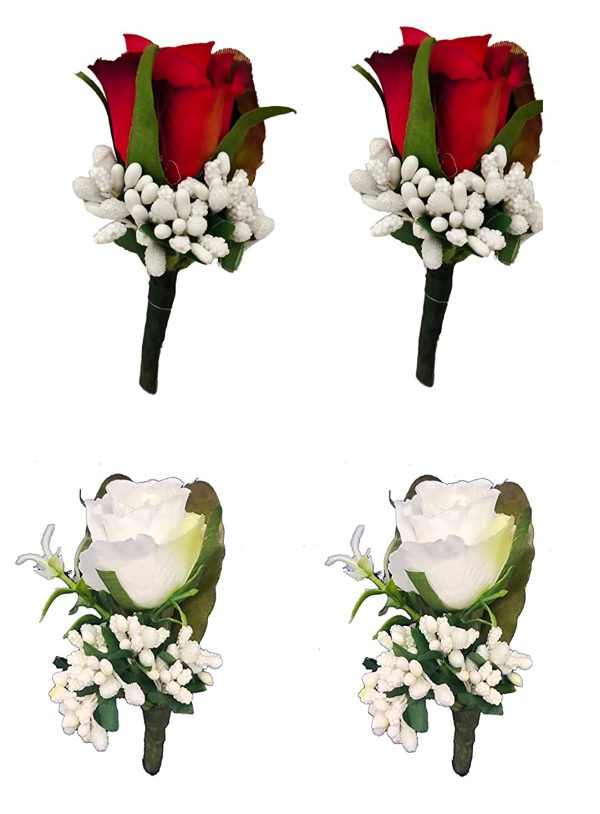 Bridegroom Groom Men's Boutonniere with Pin for Wedding