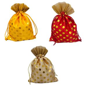 Golden Polka Dot Drawstring Bags